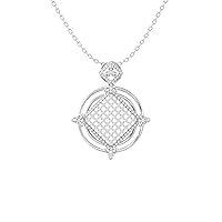 Certified 18K Gold Square & Round Pendant in Round Natural Diamond (1.78 ct) with White/Yellow/Rose Gold Chain Elegant Necklace for Women