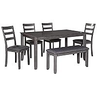 Bridson Modern 6 Piece Dining Set, Includes Dining Table, 4 Chairs & Bench, Gray, 36