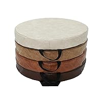 FDP Western 15 inch Round Floor Cushions with Handles, Distressed Faux Hide Leather, Flexible Seating for Home, Playroom, Montessori, Daycare, Classroom; 2 inch Thick Foam Seat (4-Piece), 12223-DA