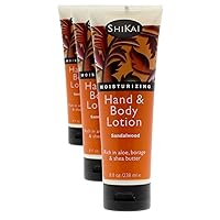 ShiKai Sandalwood Hand & Body Lotion (8oz, Pack of 3) | Daily Moisturizing Skincare for Dry and Cracked Hands | With Aloe Vera & Vitamin E