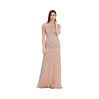 Adrianna Papell Women's Off The Shoulder Crunchy Bead Gown