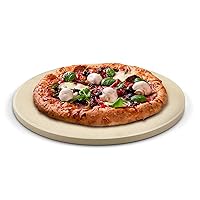 Cook N Home Pizza Grilling Baking Stone with Scraper, Heavy Duty Cordierite 16-Inch Round Bread Stone for Oven and Grill, Thermal Shock Resistant Ideal for Baking Golden Crisp Crust Pizza,Cream