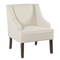 HomePop Upholstered Classic Swoop Arm Accent Chair Home Décor, Linen-look Soft Cream