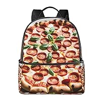 Pizza Backpack Fashion Printed Backpack Lightweight Canvas Backpack Travel Daypack