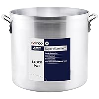 Winco USA Super Aluminum Stock Pot, Heavy Weight, 32 Quart, Aluminum, Metallic