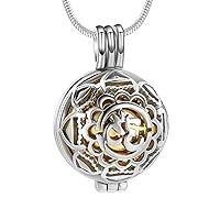 Cremation Ashes Jewelry Urn Necklace for Ashes Hollow Flower Pattern Urn Ball Memorial Pendant Ashes Holder,Stainless Steel Keepsake Jewelry