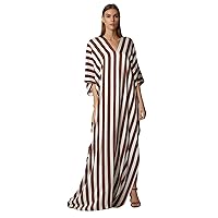 Women's Fancy Long Stylish Kaftan Printed Maxi Calf Length Soft Silk Crepe Party Wear Comfortable Dress