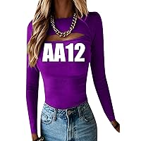 EFOFEI Women's Sexy Hollow T-Shirt Solid Color Elegant Long Sleeve Top
