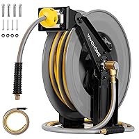 VIVOHOME Retractable Air Hose Reel Double Arm 50 FT x 3/8 IN Heavy Duty Steel Air Compressor Hose Reel Max 300PSI, Ceiling Wall Mount