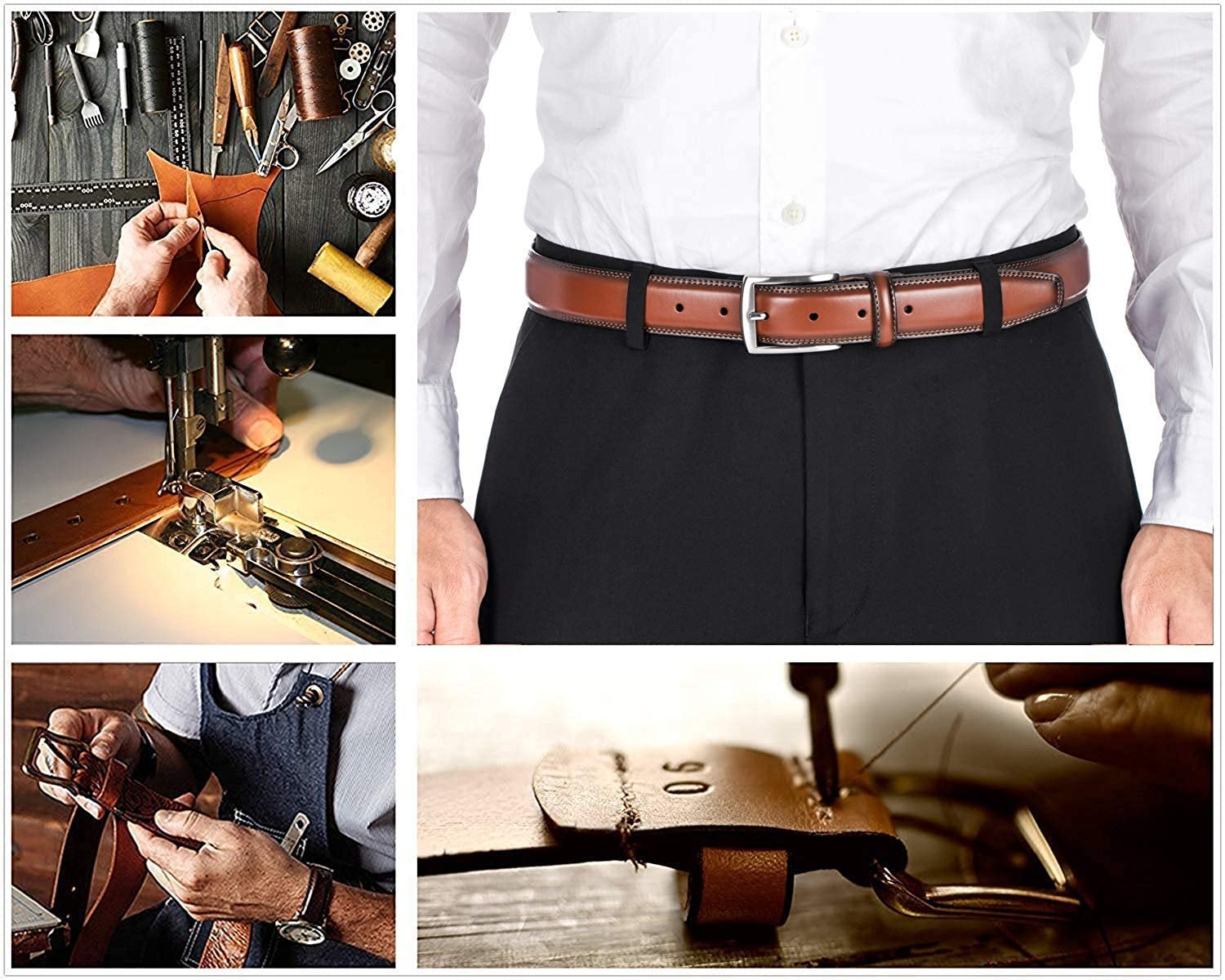 KM Legend Men's Leather Dress Belt-Classic & Fashion for Work Business and Casual