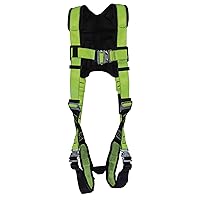 Fall Protection Full Body Padded Safety Harness with Back Support, 5-Point Adjustment, Fall Indicator, Back D-Ring, Stab Lock Buckles, Hi Vis Green/Black, Universal Fit, V8006100, 3.5 lbs