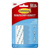 Command Small Refill Adhesive Strips, Damage Free Hanging Wall Adhesive Strips for Small Indoor Wall Hooks, No Tools Removable Adhesive Strips for Living Spaces, 16 Clear Command Strips