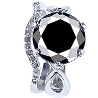 6.44 ct Opaque Round Cut Moissanite Solitaire Engagement & Wedding Ring Black Color Size 7