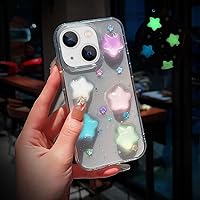 Compatible with iPhone 14 Luminous Case 3D Stars Clear Case Glow in The Dark Noctilucent Bling Case for Women Girly Soft Slim TPU Bumper Shockproof Light up Phone Cover