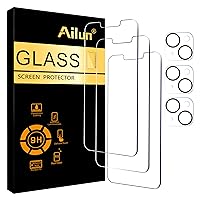 Ailun 3 Pack Screen Protector for iPhone 14 Plus[6.7 inch] + 3 Pack Camera Lens Protector,Case Friendly Tempered Glass Film,[9H Hardness] - HD