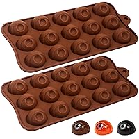 Halloween Eyeball Molds Silicone Chocolate Candy Molds, 2 Pcs Round Eye Ball Baking Mold for Jello, Pudding Ball, Cordial Truffle, Ice Cube, Peanut Butter, Mousse, Cake Decoration