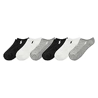Polo Ralph Lauren Girls' Mesh Sport Low Cut Socks - 6 Pair Pack - Breathable Soft Cushioned Comfort