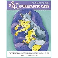 Adult Coloring Book: 40 Purrtastic Cats (Domestic Animals Coloring Books Series)