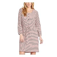 Barbour Womens Mersey Striped Scoop Neck Sheath Dress Red 10