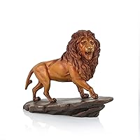 Bronze Regal Lion - Pure Copper Statue of Lion - Brass Sculpture Collectable Table Decor - Figurine for Living Room Home Decorations and Gift (L7.9'')