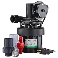 Star STL001 Automatic Utility/Laundry Sink Pump (1/3 HP) Mounts Directly Under Sink Tub, Heavy-Duty Thermoplastic, 115V, Includes Drain Screen, Check Valve & Ball Valve