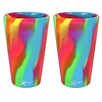Silipint 2-Pack, Hippie Hops - Silicone Cup Drinkware, BPA-Free, Unbreakable, Microwave Safe, Shatter-Proof - for Any Drink Use, Traveling, Camping, Hiking, Hanging Out, Small or Large Parties