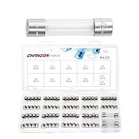 Chanzon UL Listed 11 Values 6x30mm Glass Cartridge Tube Fuse 55Pcs Fast Blow 125V (250V) Fuse Assortment Kit 0.5A 1A 2A 3A 4A 5A 6A 8A 10A 12A 15A(6.4mmx30.3mm)