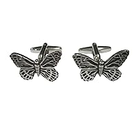 Silver Toned Textured Butterfly Cufflinks