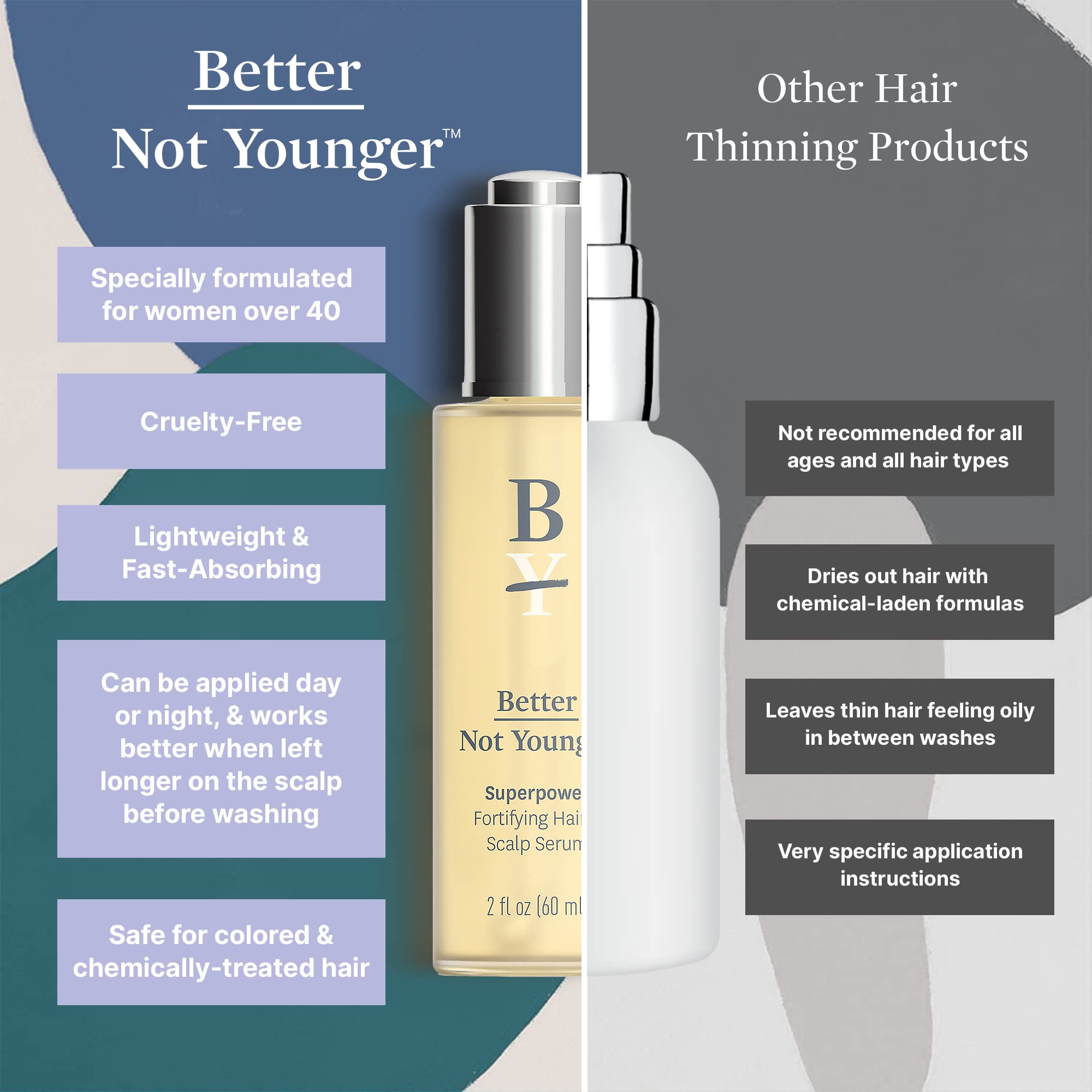 Mua Better Not Younger Scalp Serum - Fortifying Hair Serum for Stronger,  Thicker Looking Hair - Cruelty-Free Leave-in Hair Serum Designed for Women  Over 40 - Superpower Hair Density Serum, 2fl.oz. trên