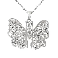 1.50 CTW Natural Diamond Polki Butterfly Pendant Necklace 925 Sterling Silver Platinum Plated Slice Diamond Jewelry