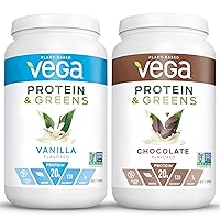 Protein & Greens Bundle, Chocolate + Vanilla (25 Servings Each) - Plant Based Protein Powder, Keto-Friendly, Gluten Free, Non Dairy, Vegan, Non Soy, Non GMO, Lactose Free