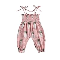 Baby Girl Romper Jumpsuit Infant Summer One-Piece Cotton Outfit Ruffle Sleeveless Bodysuit Playsuit