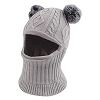 Winter Baby Knitted Hat Scarf Kids Boys Girls Hood Hats Toddler Earflap Beanie with Pompom