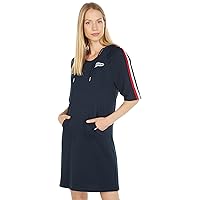 Tommy Hilfiger Women's Short Sleeve French Terry Sneaker Dress, Sky Captain