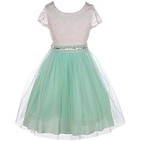 Dreamer Girls Dress Lace Top Tulle Rhinestone Pearl Special Flower Girl Dresses