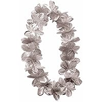 Forum Novelties Silver Metallic Fancy Hawaiian Silk Flower Lei