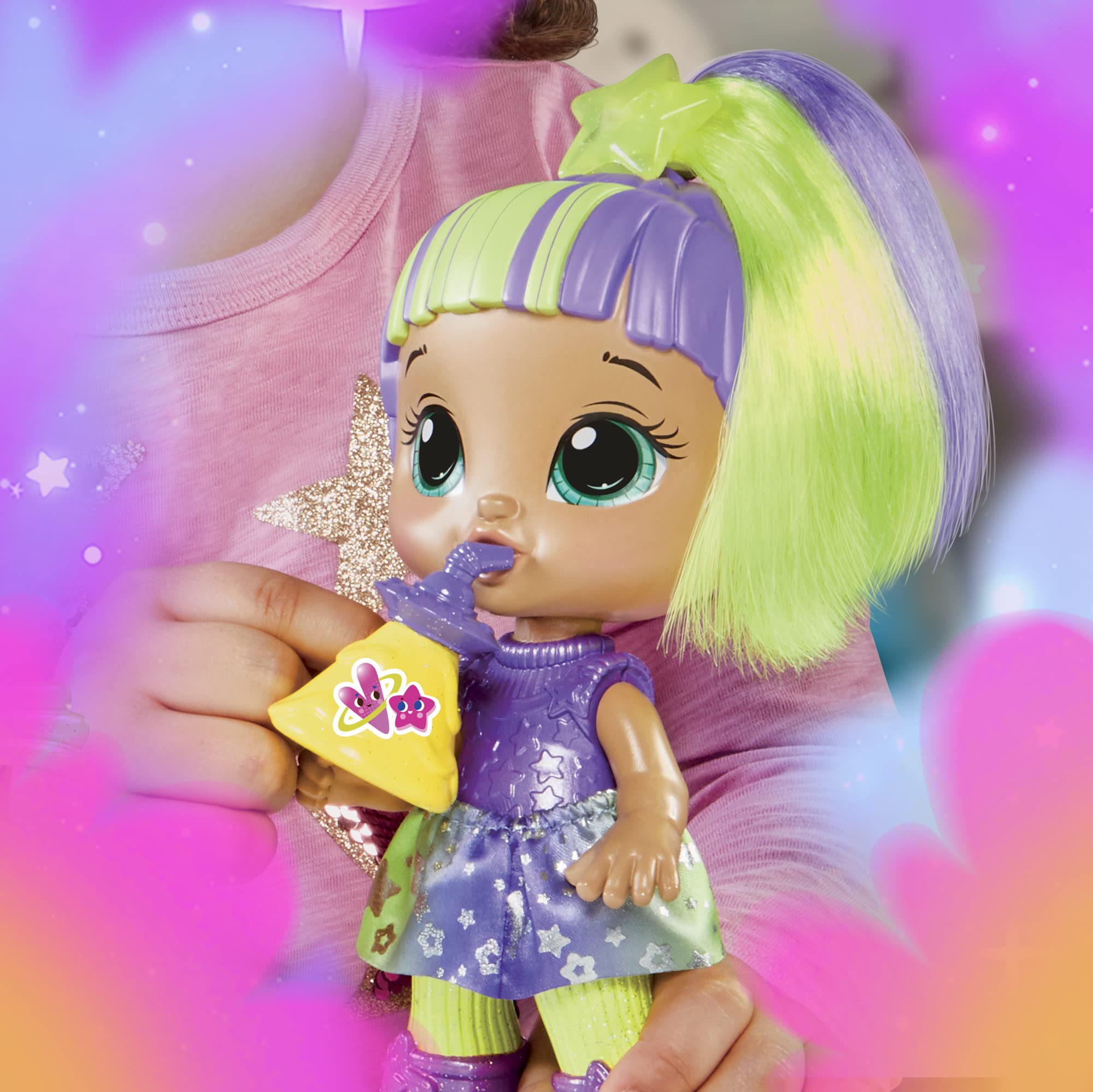 Baby Alive Star Besties Doll, Lovely Luna, 8-inch Space-Themed Doll for 3 Year Old Girls and Boys and Up, Accessories