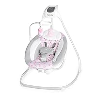 SimpleComfort Lightweight Compact 6-Speed Multi-Direction Baby Swing, Vibrations & Nature Sounds, 0-9 Months 6-20 lbs (Pink Cassidy)