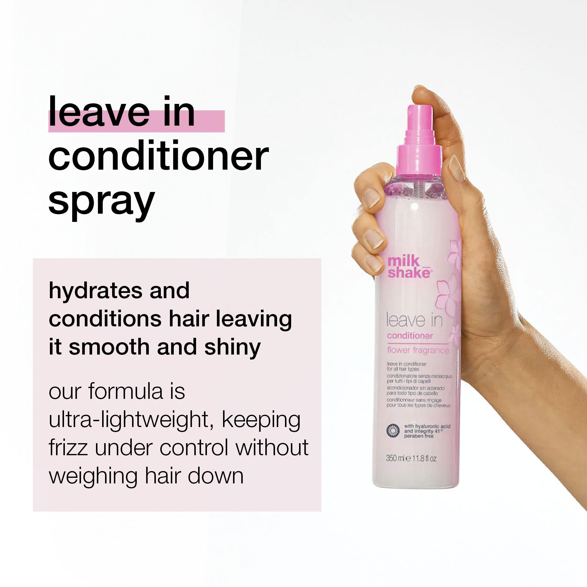 milk_shake Leave-In Conditioner Detangler Spray for Natural Hair - Leave In Conditioner for Curly Hair or Straight Hair - Protects and Hydrates Color Treated and Dry Hair - Flower Fragrance 11.8 Fl Oz