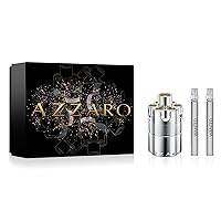 Azzaro Wanted Eau de Parfum – Intense Mens Cologne Gift Set – 3-Piece Holiday Set Includes Full Size + Travel Size Fragrances - Woody Aromatic Spicy Fragrance For Men - Lasting Wear - Luxury Perfumes