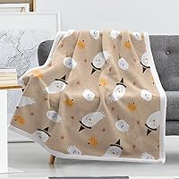 Cute Cartoon Ghost and Pumpkins Sherpa Throw Blanket for Kids Girls Boys Teens, Super Soft Fleece Halloween Blanket for All Season 50x60 Inches