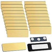 50 Pack Magnetic Name Tags Magnets Name Badge Holder Blank Plastic Magnet Name Tag Backing 1 x 3 Inches with 3 Pcs Magnets for Police Office School (Gold)