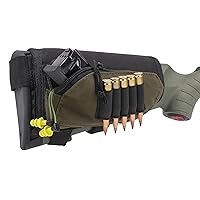 Buttstock Shell Holder and Pouch for Rifles - Ammo Pouch, Holder - Universal Size Will Fit Most Rifles and Shotguns - Green, Black or Camo Options