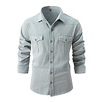 Men's Tactical Shirts Quick Dry Button Down Breathable Long Sleeve Hiking Fishing Tops Cotton Baisc Classic Fit Shirts