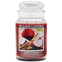 Village Candle Apples & Cinnamon Large Apothecary Jar, Scented Candle, 21.25 oz.