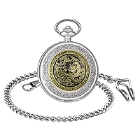 Mens Antique Mechanical Pocket Watch Lucky Dragon Retro Watch with Chain