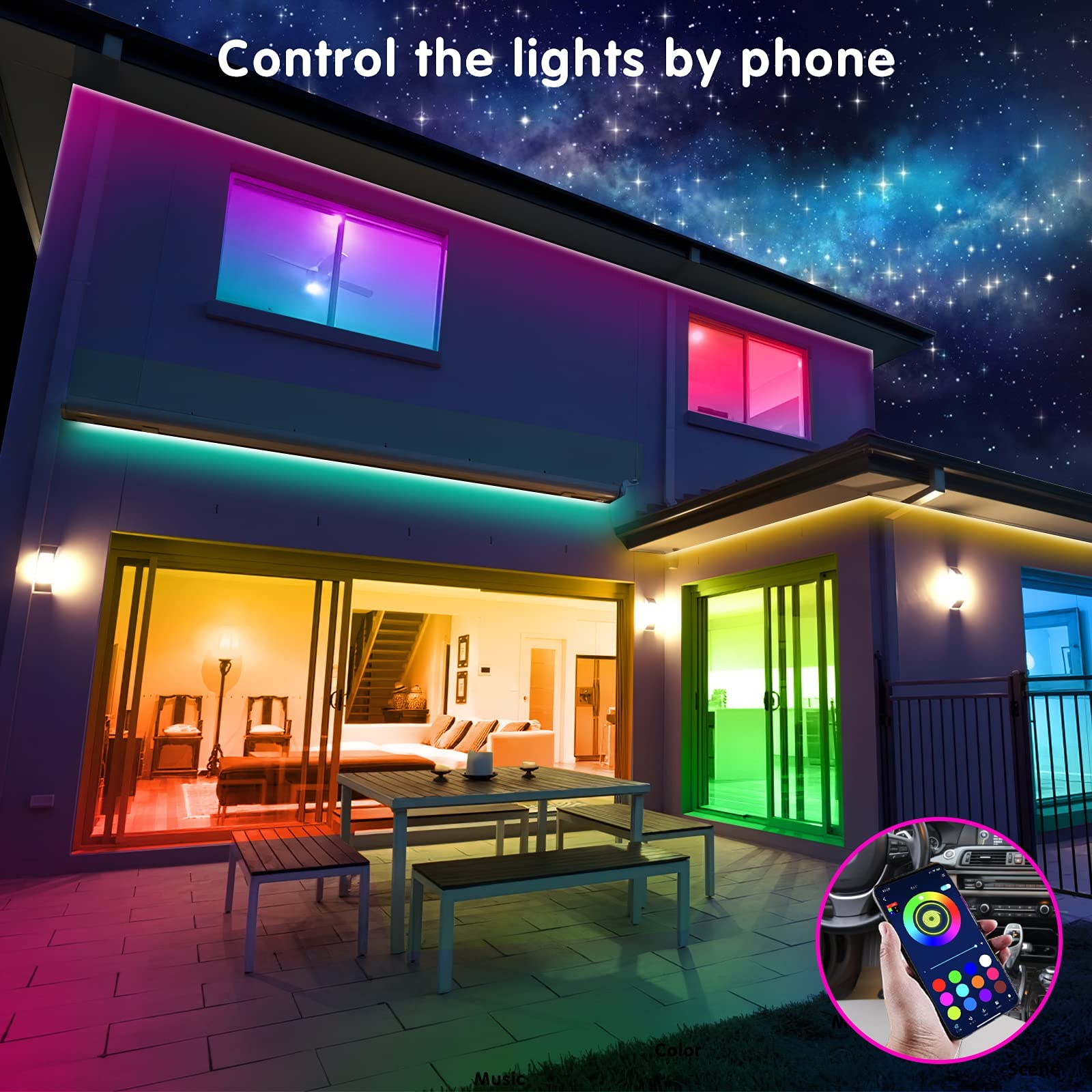 smareal Led Lights 50ft Smart APP Control Music Sync Led Strip Lights RGB Color Changing Led Lights Strips with Remote Led Lights for Bedroom Kitchen and Party