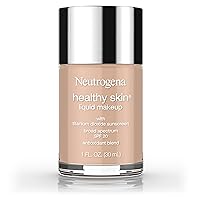 Neutrogena Healthy Skin Liquid Makeup Foundation, Broad Spectrum SPF 20 Sunscreen, Lightweight & Flawless Coverage Foundation with Antioxidant Vitamin E & Feverfew, 90 Warm Beige, 1 fl. oz