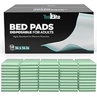 Disposable Bed Pads for Adults 36 x 36, 50 Count - Extra Large Bed Pads, Leakproof Incontinence Bed Pads, Chucks Pads Disposable Adult, Super Absorbent Disposable Underpads - Great for Adult, Babies