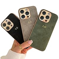 Luxury Personalized Case for iPhone – Custom Initials and Name Leather Case, Monogram, Shockproof, Personalised Suede Case, Gold, Embossed, Engraved, Handmade, Gift for her, Gift, Unique Phone Case